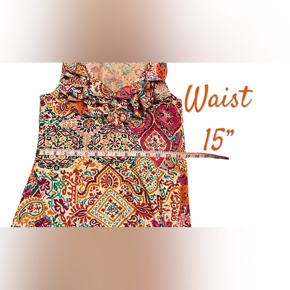 Vintage 90s Y2K Ralph Lauren Sleeveless A-line Dress Floral Paisley Medium. - Picture 9 of 12